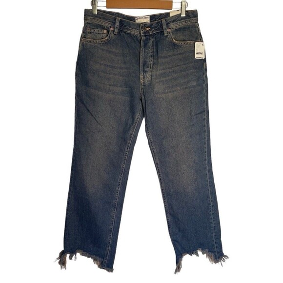 New Free People Jeans Womens 27 Blue Denim Maggie Mid Rise Straight We The Free - Picture 3 of 16